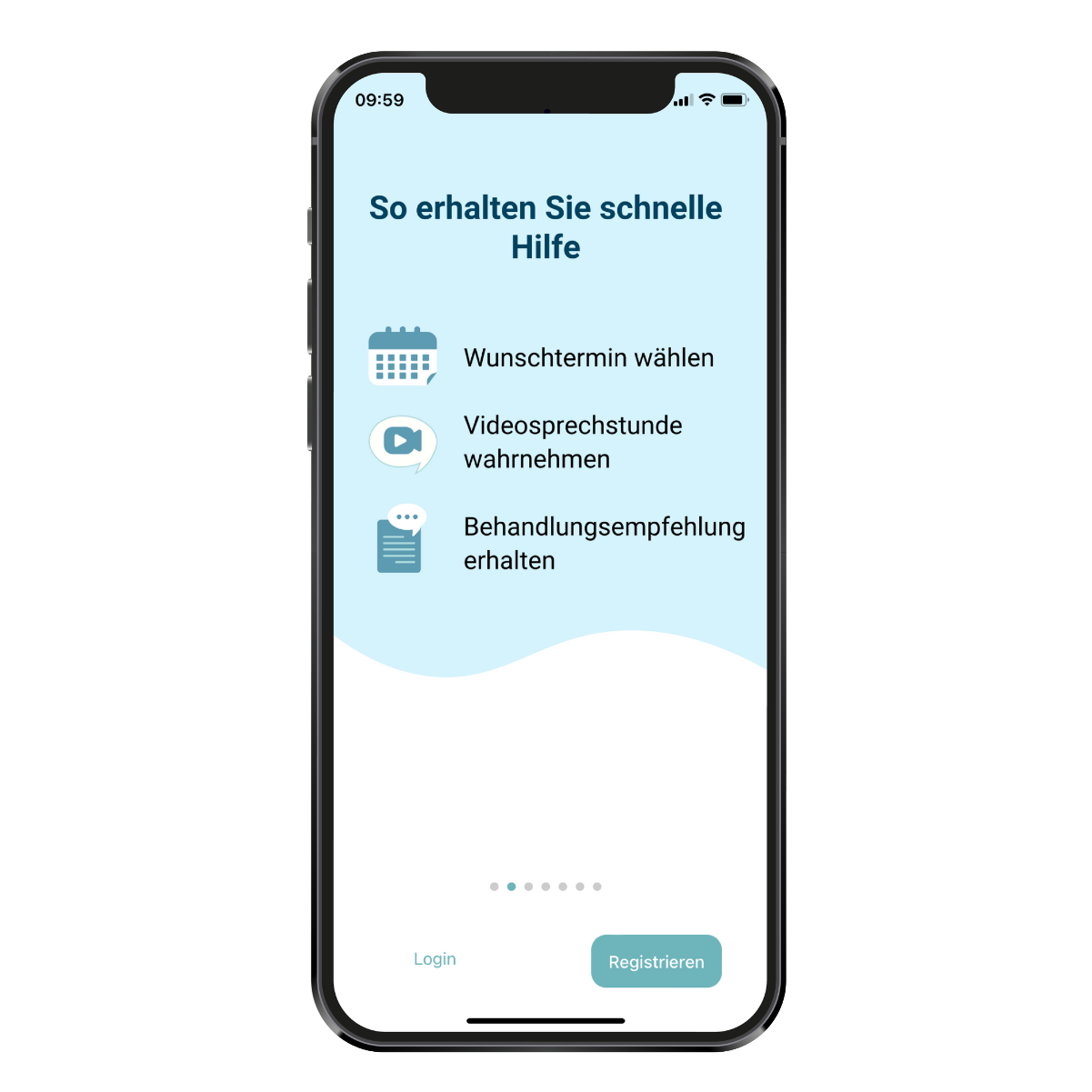 Screenshot aus der mindu Psychotherapie-App – Ablauf